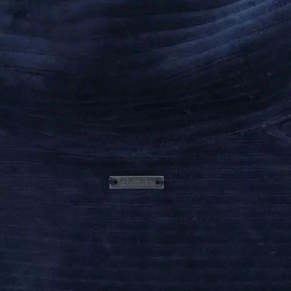 Prana Escambia Half Zip Stormy Night Blue Organic Cotton Velour Leather Pull L - Picture 13 of 15